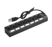 LOLIPPYY Multi Charger Hub USB Charging Hub USB 2.0 with 7-port 480mbps Data Transfer Rate and Current Protection, Ergonomic Design Metal Plastic for Black Laptop and Pc