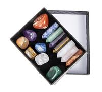 LOLIPPYY Multi-Function Portable Amethyst Crystal Pillars with Hexagonal Chakra Stones for Meditation Relaxation and Home Decoration Box