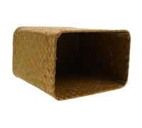 LOLIPPYY Multi-functional Woven Seagrass Waste Basket Lightweight Storage Organizer for Cosmetics and Small Sundries Handwoven Desktop Basket for Office Bedroom and Home Use Yellow