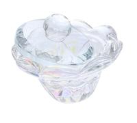 LOLIPPYY Nail Art Crystal Cup with Lid Large Mixing Dish for DIY Nail Use Iridescent Lotus Cover for Professional and Home Salon Care