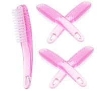LOLIPPYY Nail Brush Cleaner 5pcs Pink Handle Grip Manicure Nail Scrubber Brush for Fingernail Dust Removal for Home and Travel