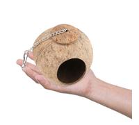 LOLIPPYY Natural Coconut Shell Nest for Parakeets and Budgerigars Safe Warm Bird House Habitat for Small Pets Nesting Material Providing Cozy Cave-like Shelter