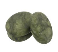 LOLIPPYY Natural Olive Jade Hot Massage Stones 3pcs 5x6cm - Spa Therapy Guasha Tool for Body Face Relaxation, Home Massage Kit Basalt Stones