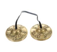 LOLIPPYY Nepal Cymbals Bell for Meditation and Yoga Small Brass Percussion Instrument with Solid Strap Handheld Chime Bells for Religious Rituals and Spiritual Practices