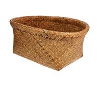 LOLIPPYY Oval Woven Seagrass Storage Basket Natural Desktop Container for Towels Slippers Laundry Space Saving Organizer for Living Bedroom Grocery Basket