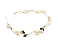 LOLIPPYY Pearl Flower Headband White Rose Elegant Bridal Hair Accessory for Women for Weddings Parties and Special Occasions