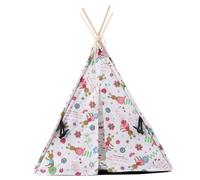 LOLIPPYY Pet Triangle Tent Dog Nest Folding Wooden Kennel Removable Washable Cover Small 43x43x53cm Portable Shelter for Indoor Outdoor Dogs and Cats