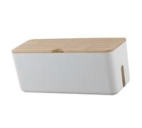 LOLIPPYY Plastic and Bamboo Cable Storage Box with Heat Dissipation Wall Mount Cable Hider Case and Cord Organizer for Home and Office and Phone Stand