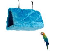 LOLIPPYY Plush Large Blue Parrot Hammock Soft Snuggle Cave Bed with Bilateral Hooks for Climbing and Balance Training in Bird Cages