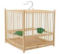 LOLIPPYY Portable Bamboo Bird Cage with 1.1cm Wire Spacing, Small Parakeet and Cockatiel Cage with 2 Feeding Cups, Indoor Hanging Bird Carrier Suitable for Lovebirds and Budgies