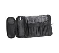LOLIPPYY Portable Cosmetic Holder Makeup Tools Roll Bag, Black, Foldable Makeup Brush Storage Pouch for Travel and Professional Use