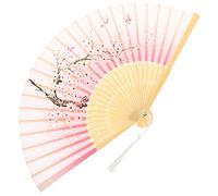 LOLIPPYY Portable Foldable Dancing Fan Japanese Style Handheld Performance Fan for Dance Wedding Festival Cooling and Decoration with Traditional Pink Dragon Plum Design