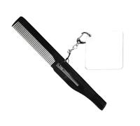 LOLIPPYY Portable Foldable Fine Tooth Comb with Square Mirror for Men Compact Beard Grooming Keychain Lightweight Acrylic Comb for Travel and Daily Use