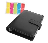LOLIPPYY Portable PU Leather Budget Binder Notebook Ring Cash Pockets for DIY Expense Tracking Personal Finance Planner and Money Saving Organizer Black