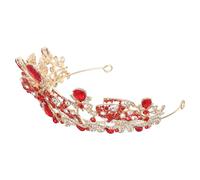 LOLIPPYY Red Rhinestone Wedding Tiara for Bride Lightweight Comfortable Bridal Crown Headband Elegant Crystal Hair Accessory for Weddings Proms Birthdays