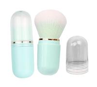 LOLIPPYY Retractable Makeup Brush Set 2pcs Mini Capsule Travel Blush and Foundation Brushes Blue Portable Face Contouring Makeup Tools for On-the-go Use