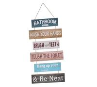 LOLIPPYY Retro Wooden Bathroom Sign Wall Art Funny Toilet Wall Hanging Decor for Home Restaurants Hotels Lightweight Decorative Plaque with Bathroom Rules Vintage Style for Toilet and
