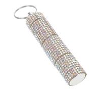 LOLIPPYY Rhinestone Pill Holder Keychain with Separate Sections Metal Travel Medicine Organizer Portable Small Pill Case for Keys Bags Camping and Daily Use