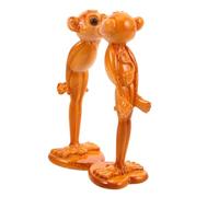 LOLIPPYY Romantic Resin Monkey Lover Figurine Couple Statue in Kissing Pose Sturdy Animal Sculpture for Valentine Day Wedding Cake Topper Home Office Decorative Shelf Ornament