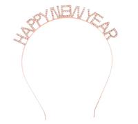 LOLIPPYY Rose Gold Year Headband Crystal Letter Design for Festival Party Compact Funny Hair Hoop for Adults Comfortable Supple Fit for Year's Day Carnival Cosplay Celebration Accessories