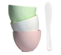 LOLIPPYY Silicone Face Mask Mixing Bowl with Large Stirring Stick DIY Facial Beauty Tool Kit for Skin Care Soft Non Toxic Bowls in White Pink Green for Salon and Home Use