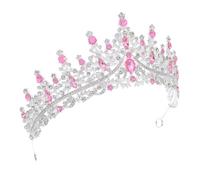LOLIPPYY Silver Pink Rhinestone Bridal Headpiece Wedding Tiara with Dazzling Sparkle Elegant Crown for Birthday Parties and Special Occasions Charming Princess Accessory for Brides and