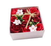 LOLIPPYY Square Red Soap Rose Flower Gift Box for Home Decoration Romantic Holiday Present for Wife and Girlfriend for Mother's Day Valentine's Day Birthday Celebrations Elegant Floral