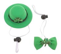 LOLIPPYY St Patrick's Day Pet Costume Set for Dogs and Cats - Shamrock Elastic Top Hat with Bow Collar Accessory, Irish Festival Outfit for Party Dress-up