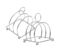 LOLIPPYY Stainless Steel Toast Rack and Bread Holder, 2pcs Set 3-Slice Capacity, Reusable Countertop Display Stand for Kitchen Accessories and Recipe Book Organizer