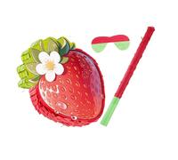LOLIPPYY Strawberry Pinata for Birthday Party Red Crepe Paper Fruit-themed Game Supplies with Bat and Blindfold Fun Cinco De Mayo and Summer Celebration Decoration