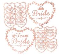 LOLIPPYY Team Bride Temporary 2pcs Rose Gold Heart Stickers for Bridesmaid Bachelorette Party Wedding Shower Favor Labels to Write On