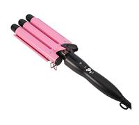 LOLIPPYY Three Barrel Hair Curler with Thermal Control Slip Handle Electric Curling Iron for Salon and Home Use Durable Abs Shell with Ceramic Heating for Wavy Perm Styling Pink UK Plug