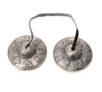 LOLIPPYY Tibetan Cymbal Bell Percussion Instrument Religious Style Cymbals Bell for Meditation Tibetan Buddhism Chime Small White Copper Traditional Auspicious Patterns