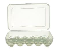 LOLIPPYY Transparent Green Fridge Egg Storage Box with Flip Lid for Refrigerator Plastic Egg Holder Tray with Anti-collision Grooves