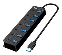LOLIPPYY USB Hub Multi USB Splitter Adapter with Individual Power Switch and LED Indicator High-speed Data Transmission for Laptop Desktop Keyboard Mouse