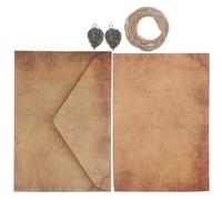 LOLIPPYY Vintage A5 Letter Writing Paper Set with Kraft Envelopes, 5pcs Retro Stationery for Letter Writing, Calligraphy, and Invitation Use, Leaf Pattern Envelope Packaging for Personal