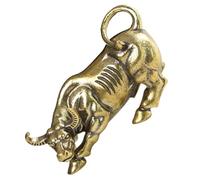 LOLIPPYY Vintage Brass Bull Sculpture Desktop Ornament Realistic Cattle Figurine for Home Office Hotel Decor Retro Chinese Style Feng Shui Statue Unique Handmade Craft for Fortune