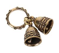 LOLIPPYY Vintage Brass DIY Small Bell Pendant, Double Bell Keyring Hanging Ornament for Crafts and Bag Decorations Tangled Vine Circle