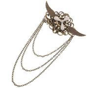 LOLIPPYY Vintage Brooch Steampunk Wings Chain Barrette Hairpin Jewelry for Women Goth Style Accessory Cosplay Party