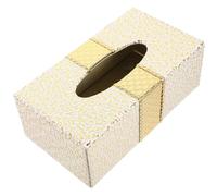 LOLIPPYY Vintage Leather Tissue Box Holder Large Rectangular Embossed Napkin Storage Case for Home and Hotel Desktop Tissue Decor in Platinum and Light Gold