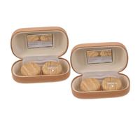 LOLIPPYY Vintage Leather Travel Case Multipurpose Glasses Organizer with Mirror Scratch-Resistant Hard Shell Container for Contact Lenses and Eyewear Storage