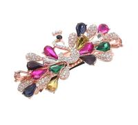 LOLIPPYY Vintage Rhinestone Hair Barrette with Peacock and Flower Design Metal Sparkly Hair Clip for Women Bridal Prom and Party Hairstyles for Buns and Ponytails