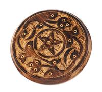 LOLIPPYY Vintage Round Wooden Incense Burner Stick Holder for Meditation Yoga Relaxation Versatile Cone Base and Tray Classic Home Decor Ornament for Bedroom Study Office Sauna