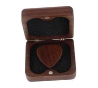 LOLIPPYY Walnut Wood Guitar Picks in Solid Box Rounded Edge Acoustic Bass Plectrums Portable Mini Thumb and Finger Picks for Ukulele Banjo Accessories Comfortable Grip for Beginners and