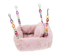 LOLIPPYY Warm Small Pet Nest Hanging Hammock with Two Plush Design for Hamsters Guinea Pigs Squirrels Chinchillas Rats and Ferrets Cozy Hideaway Bed with Sturdy Chains for Cage Installation
