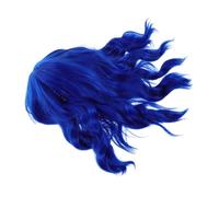 LOLIPPYY Water Wave Short Bob Cosplay Wig for Women Lightweight Synthetic Hairpiece with Secure Cap Blue Curly Headband Wig for Halloween Costume Party