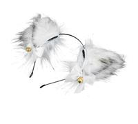 LOLIPPYY White Plush Fox Ears Headband Bell, Foxes Ears Headpiece for Women Masquerade Party, Halloween Cosplay Accessory Hair Band