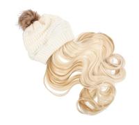 LOLIPPYY Women Beanie Hair Wig Hat with Long Wavy Hair Attached, Comfortable Wool Material and High Temperature Silk, No Tape Glue Or Sew Needed, for Everyday Wear