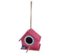 LOLIPPYY Wooden Bird House Mini Red Decals Outdoor Hanging Bird Nest and Feeder for Garden
