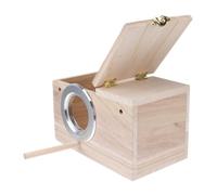 LOLIPPYY Wooden Bird Nesting Holder with Clear View Window Parrot Breeding Box for Songbirds Small Entrance Protects From Predators Educational Bird Watching Organizer for Outdoor Use